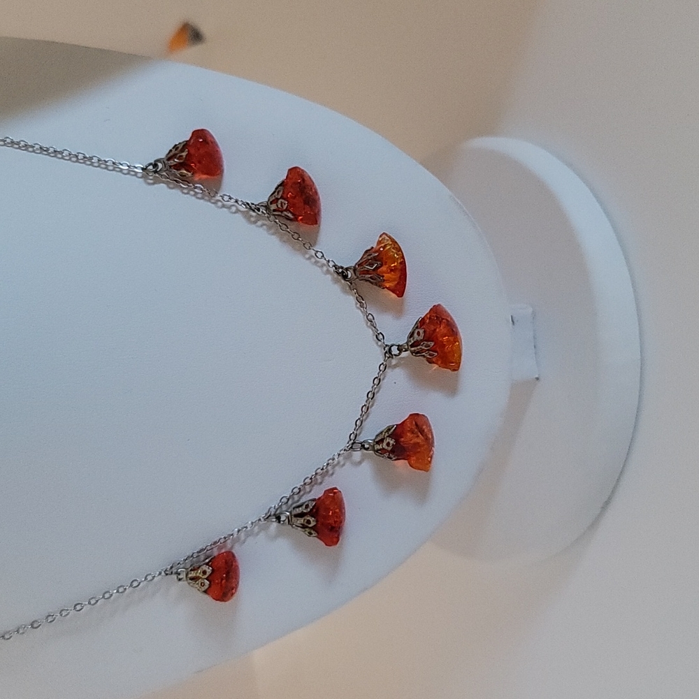 Vintage Orange Glass Necklace
